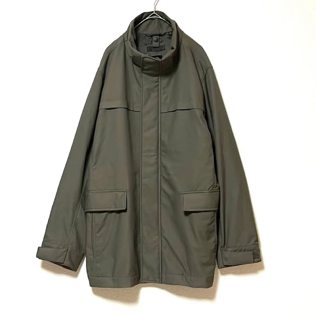 3471 ユニクロ メンズ ジャケット スタンドカラー モッズコート M カーキ