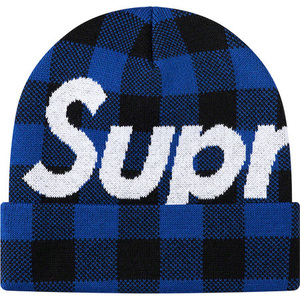 Supreme Blue PlaidBig Logo Beanie Supreme 