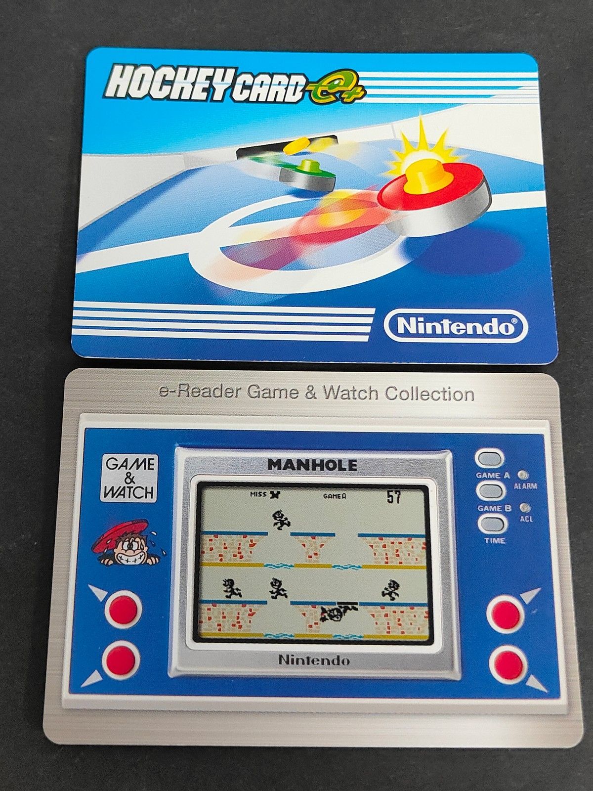 eb565 Nintendo e-Reader カード まとめ e-Readerカード Game Watch Collection ホッケー マンホール 2枚 ID:010-A000 ID:02-A001 任天堂