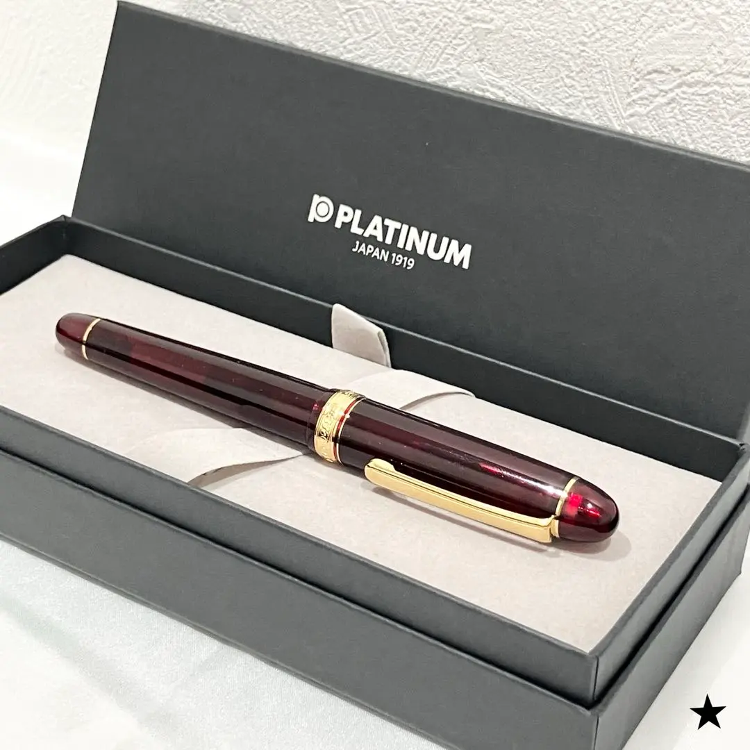 ★プラチナ 万年筆 #3776 センチュリー ブルゴーニュ14K 太字 インク付