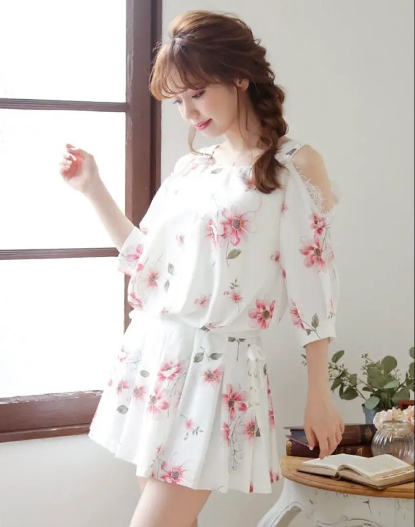 LIZ LISA　当時物　姫系　オフショルダー　スカパンワンピース　コンビネゾン