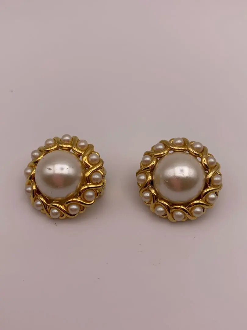 ゴールド パール フラワーデザイン ピアス