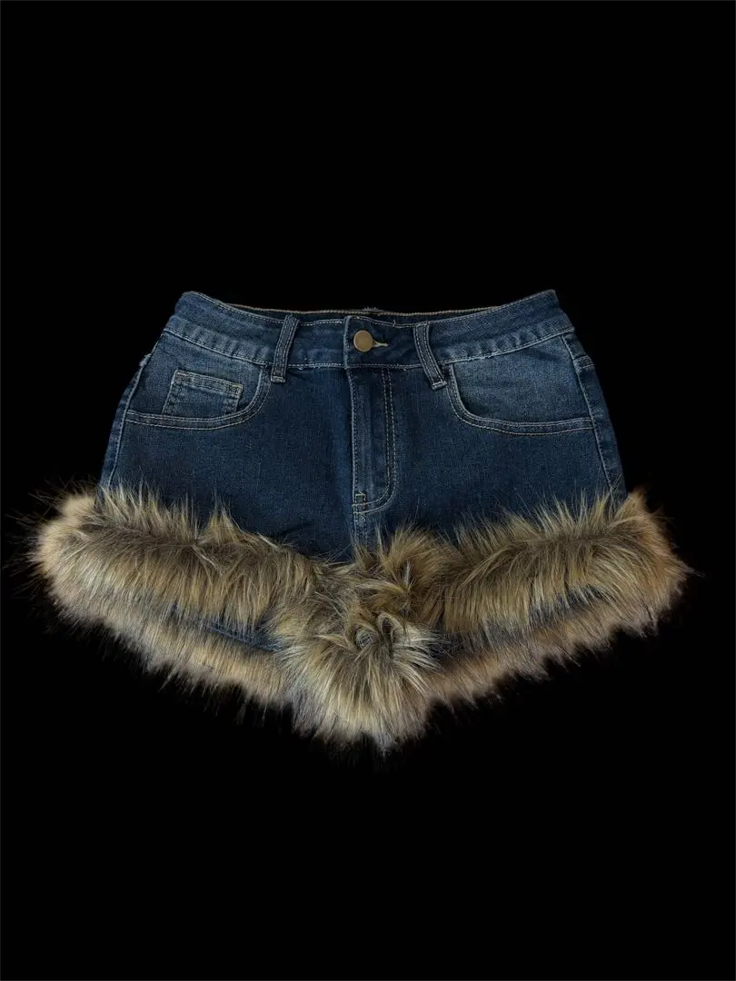 ROMWE デニムファーショートパンツ S