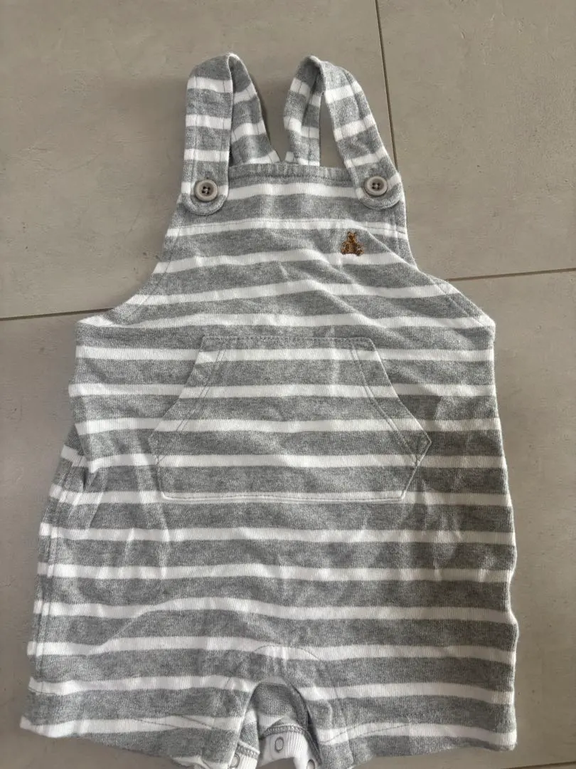 GAP ベビー オーバーオール ボーダー くま刺繍 80cm