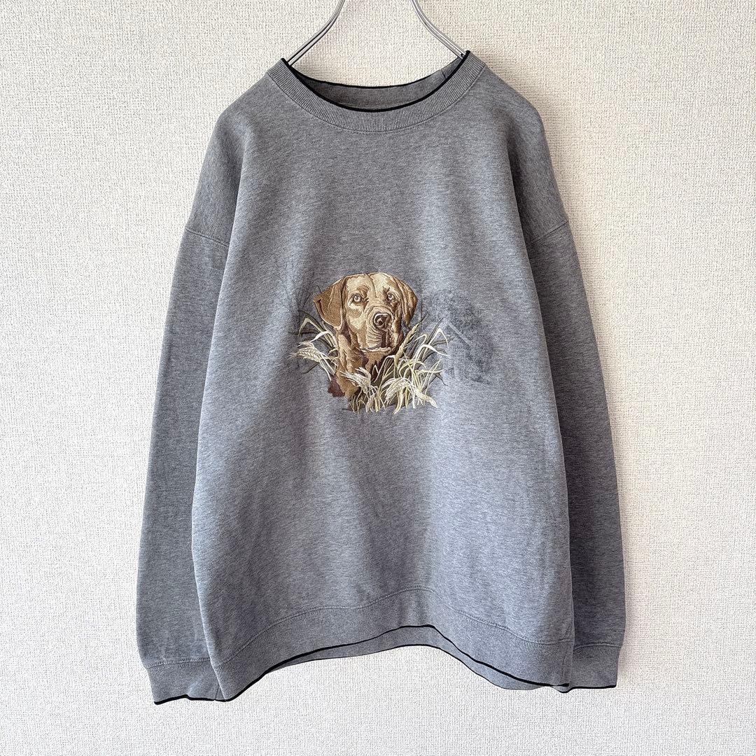 Croft & Barrow アニマルスウェット　犬モチーフ　刺繍　S