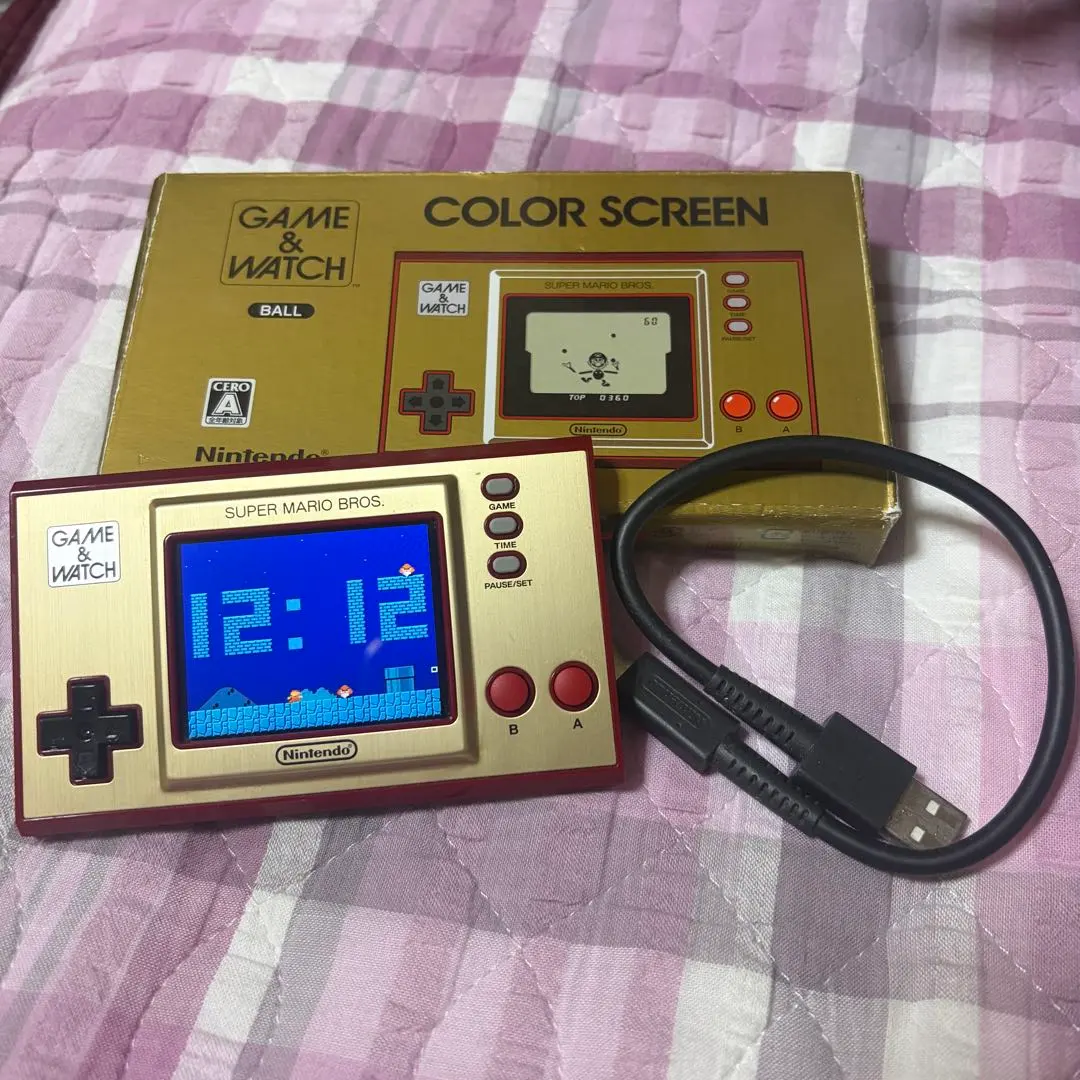 【純正ケーブル付】任天堂ゲーム＆ウオッチス ーパーマリオブラザーズ　動作確認済