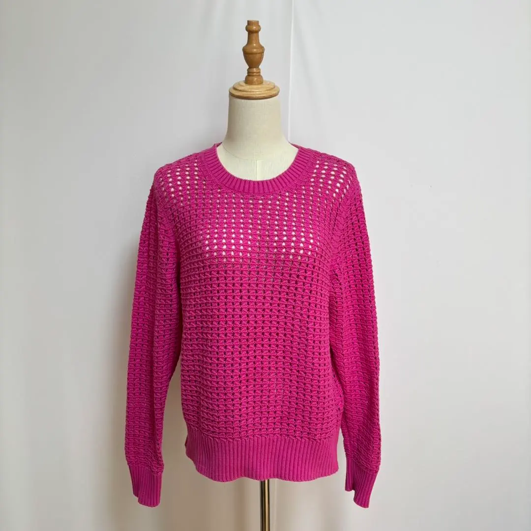 GAP透かし編みニットセーター　コットン100% ピンク　派手色　M