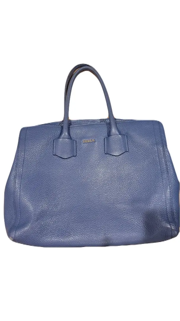 【中古】FURLA(フルラ) トートバッグ ブルーグレー レザー