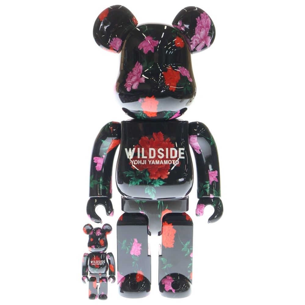 MEDICOM TOY (メディコムトイ) BE@RBRICK WILDSIDE ヨウジヤマモト 牡丹 100%&400% ベアブリック フィギュア 人形 ブラック/レッド