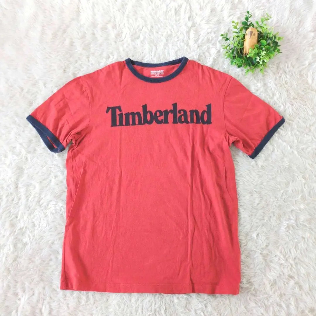 Timberland Tシャツ 赤 ロゴプリント 半袖 XS　小さいサイズ