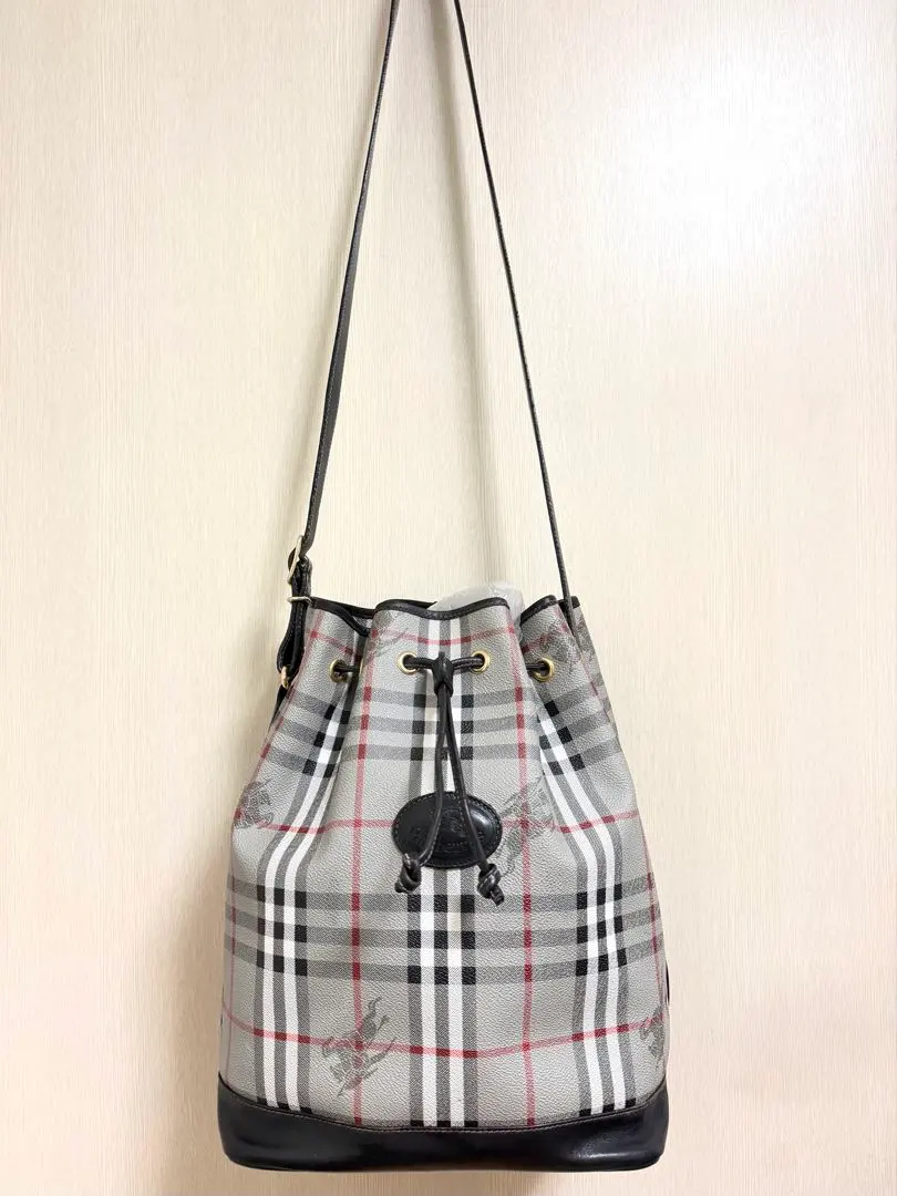 希少カラー BURBERRYS ノバチェック 巾着 ショルダーバッグ