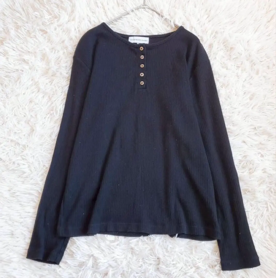 シーズンリーズン 長袖カットソー リブ ヘンリーネック (L) ストレッチ