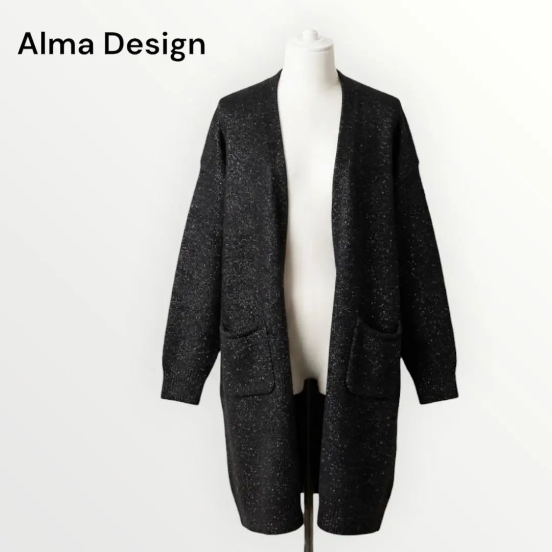 Alma Design ロングニット カーディガン ブラック ジャケット
