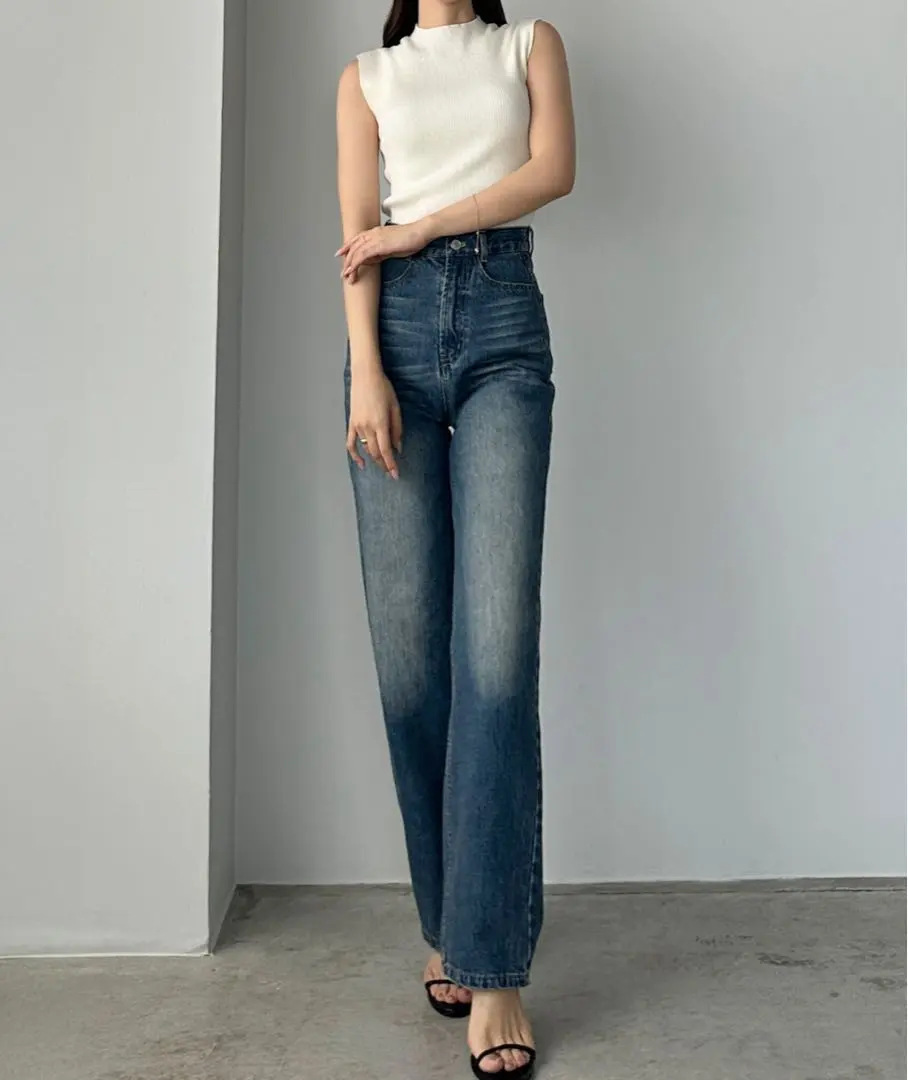 【Louere】ハイウエスト ストレートデニム M