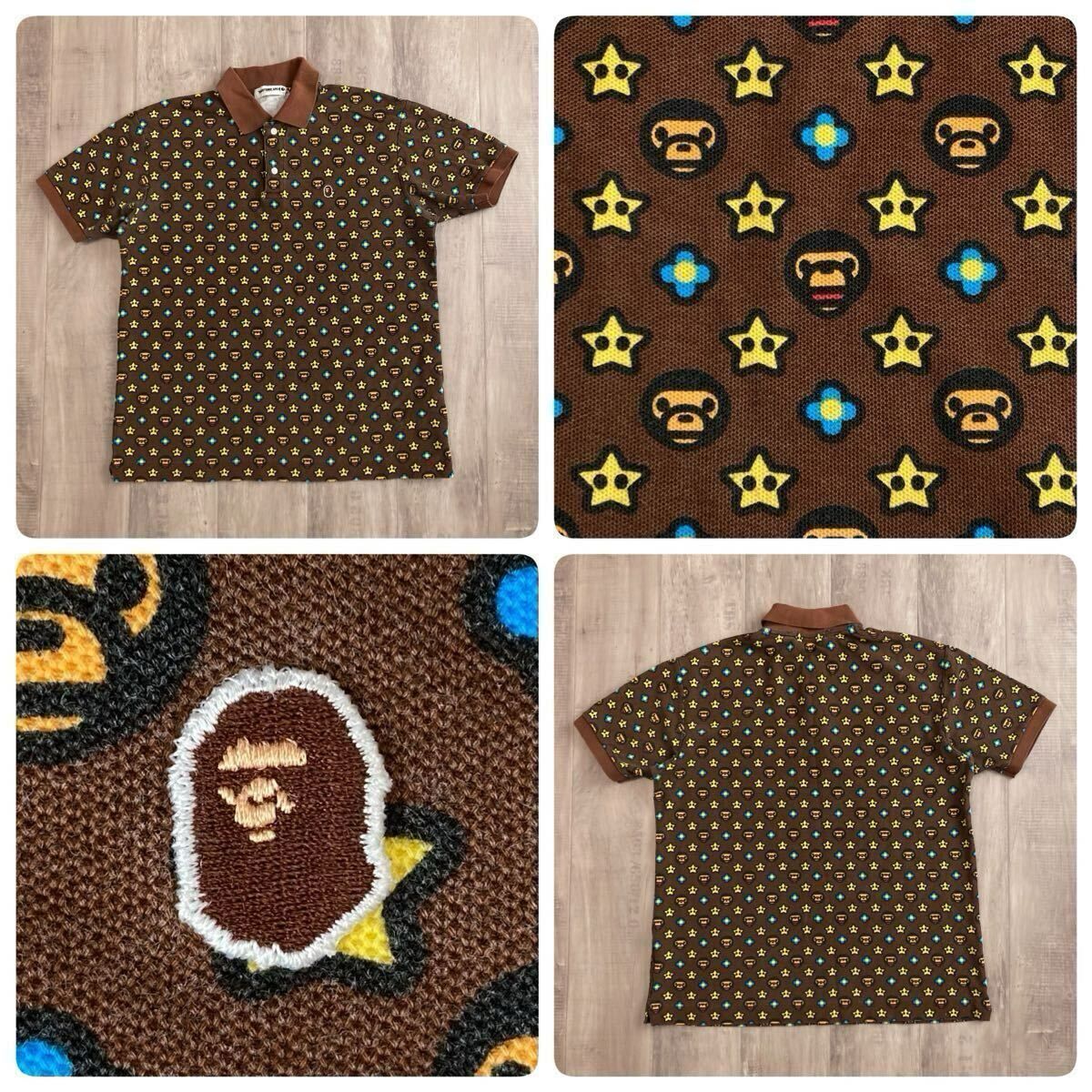 マイロ モノグラム ポロシャツ Lサイズ a bathing ape star BAPE STA milo エイプ ベイプ スター アベイシングエイプ BAPESTA NIGO bw6875