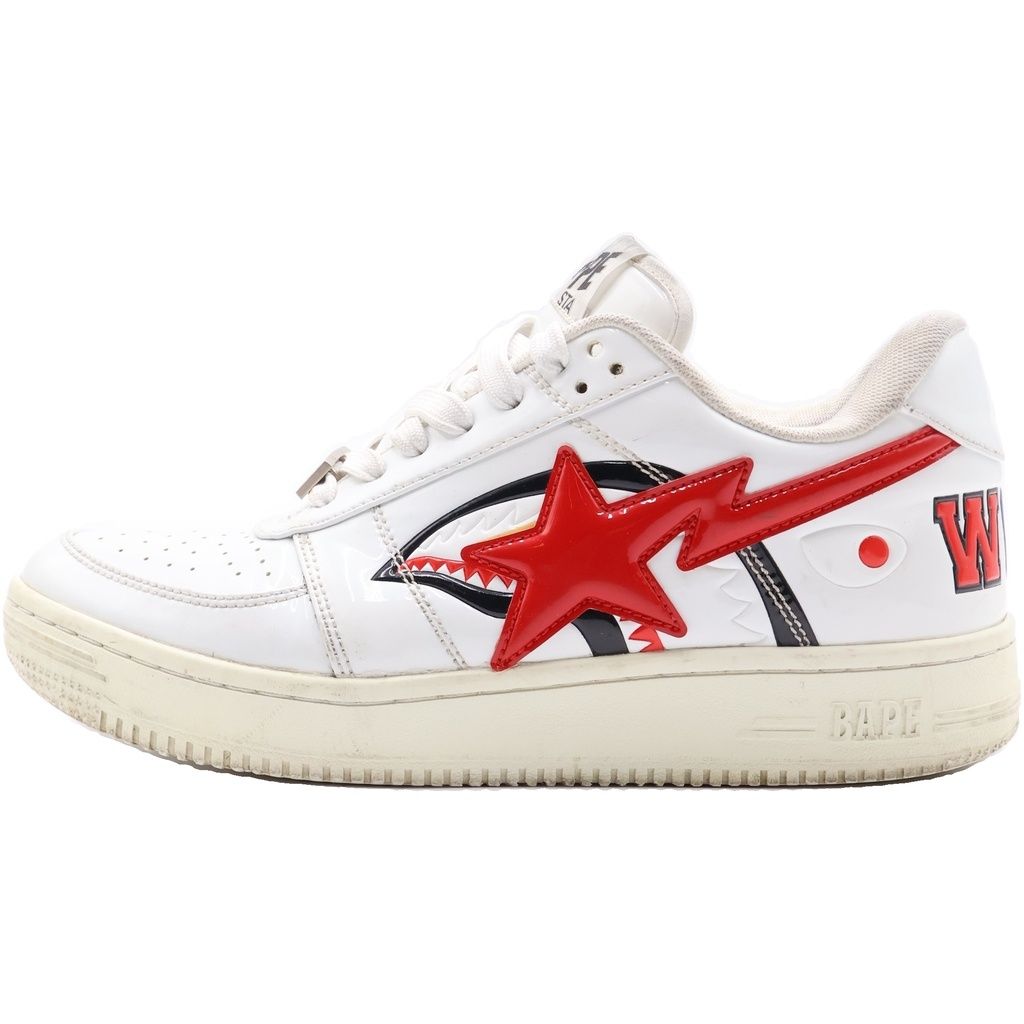 A BATHING APE (アベイシングエイプ) Bapesta Low M2 Shark Face ベイプスタ シャークフェイス ローカットスニーカー ホワイト/レッド 1H30191012