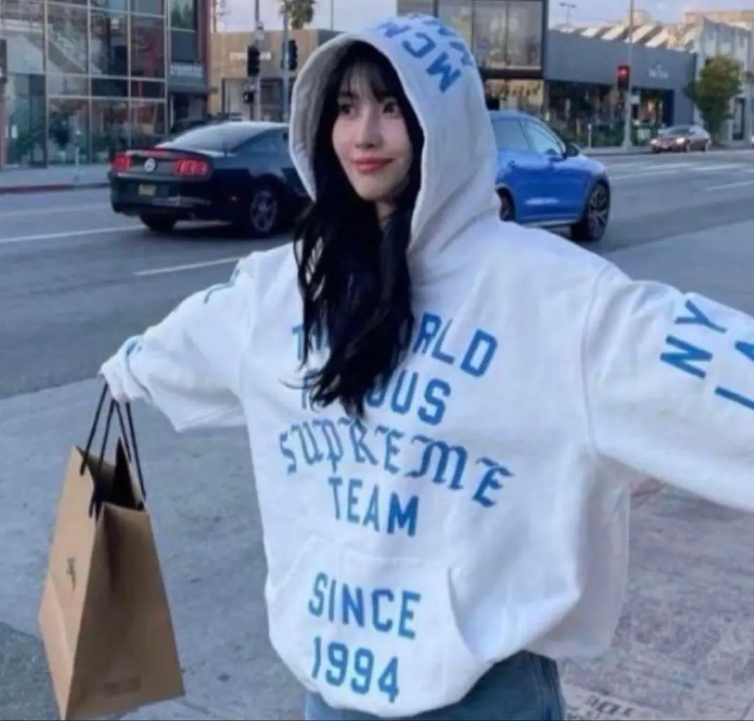 supreme Team Flocked Hooded Sweatshirt L