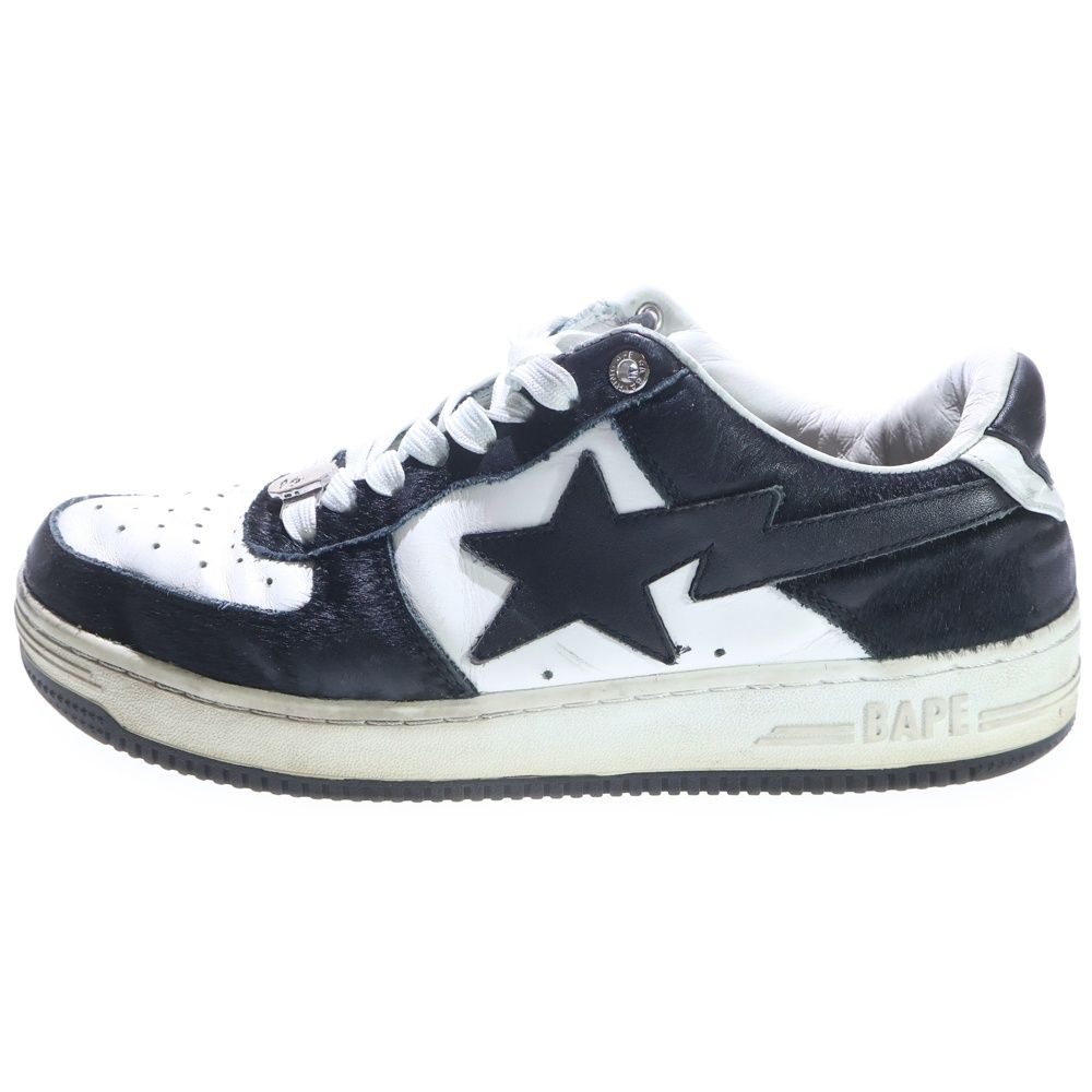 A BATHING APE (アベイシングエイプ) ベイプスタ ローカットスニーカー ブラック/ホワイト US8/26cm OZXSHM191050L