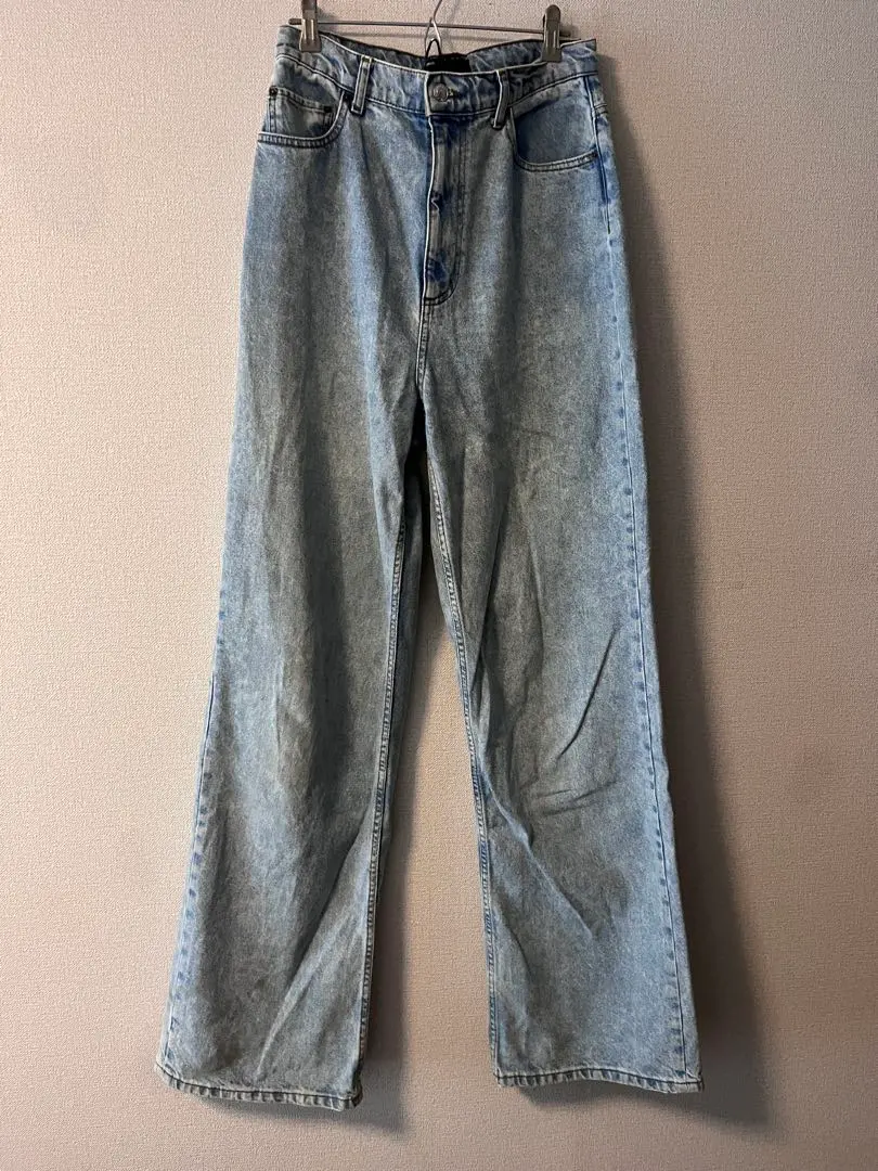 ASOS DESIGN ワイドレッグ デニムパンツ ライトブルー 股下85cm