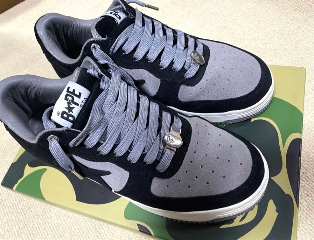 BAPE STA ブラックxグレー　27.5cm 美品 ベイプスタ