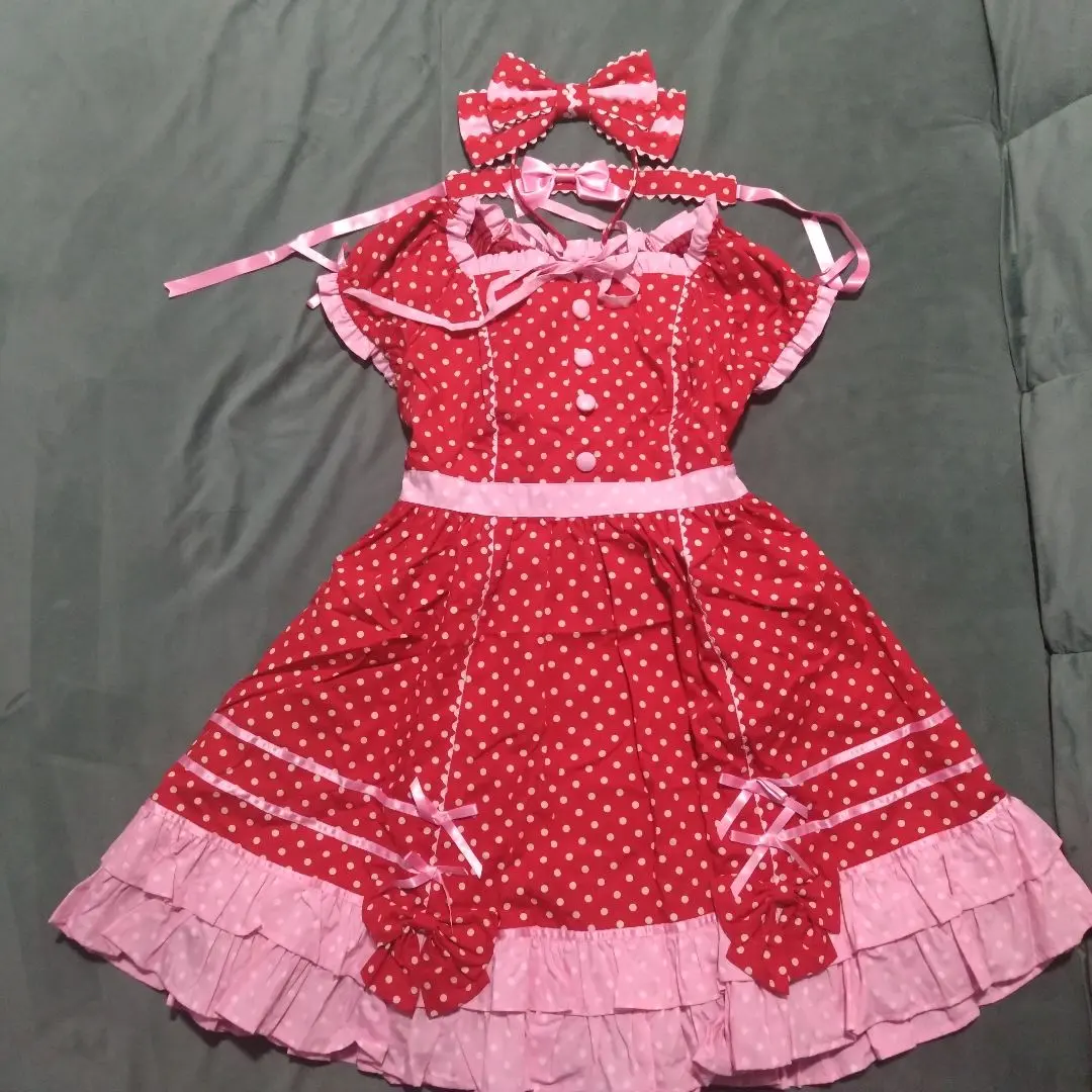 Angelic Pretty♡Candy popワンピ＋カチュ♡新品♡赤ピンク
