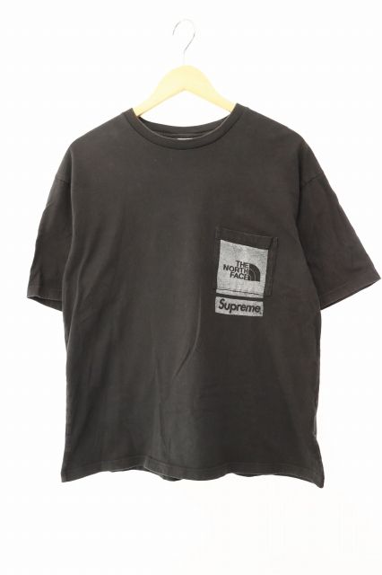 シュプリーム SUPREME ×THE NORTH FACE ザ ノース フェイス 23SS Pocket Tee ロゴ プリント ポケット 半袖 Tシャツ NT02309I S 黒 ブラック ブランド古着ベクトル 中古☆AA★260207