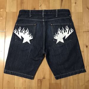 BAPE STA Fire BAPESTA M a bathing ape BAPE sta denim shorts flame star NIGO ny8