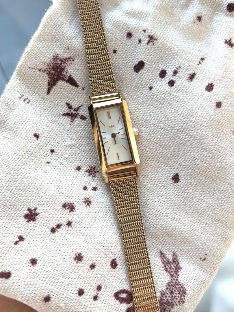 【値下げ】レディース腕時計ete レクタングルフェイスメッシュベルトウォッチ