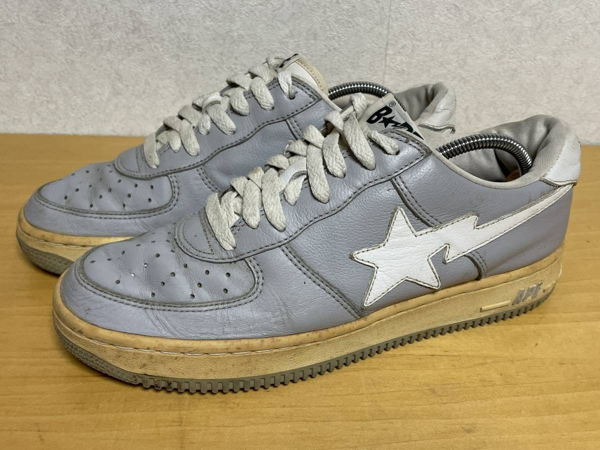 灰 A BATHING APE アベイシングエイプ BAPE STA ベイプスタ スニーカー レザー 27cm US9
