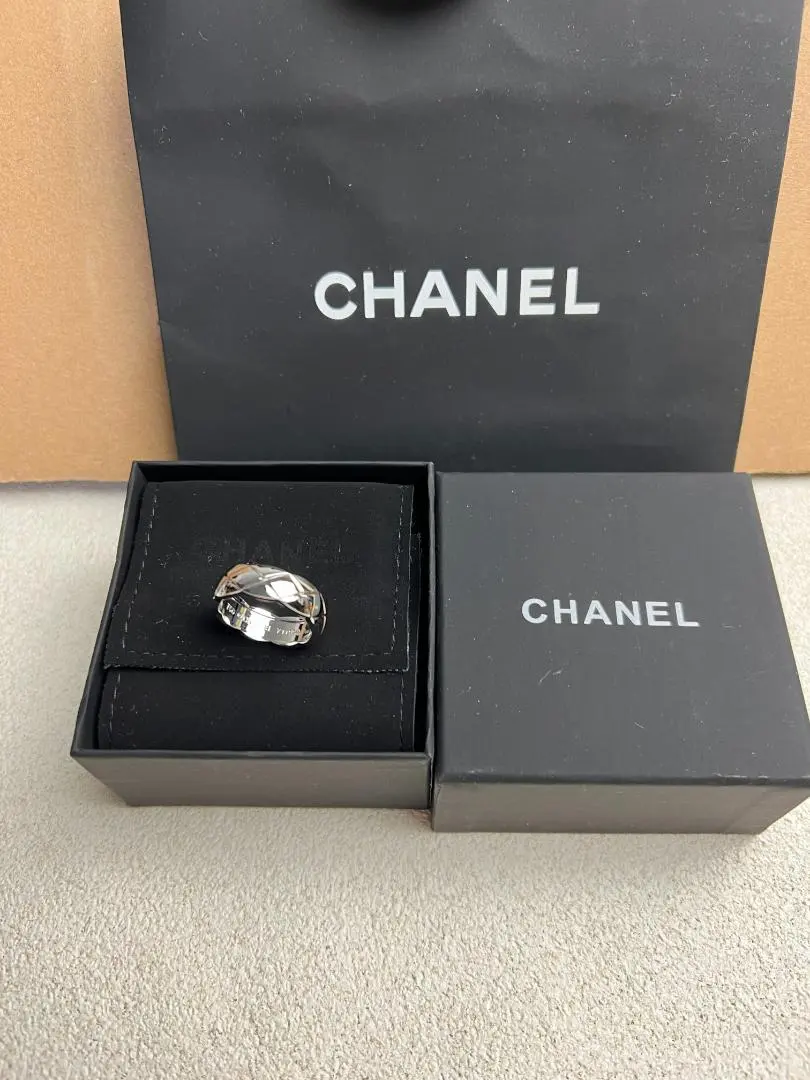シャネル CHANEL リング T52（6 号）ジオメトリックカットプラチナ調
