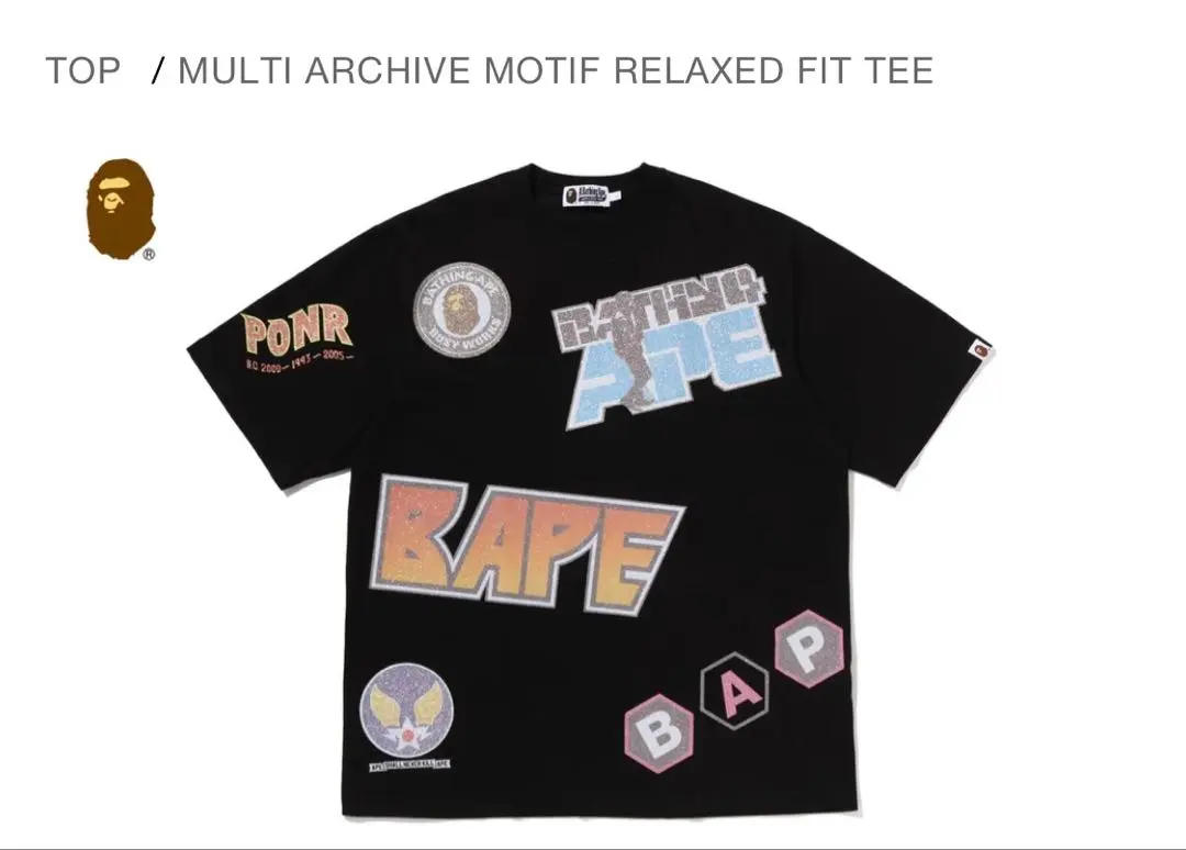 A BATHING APE MULTI ARCHIVE MOTIF TEE