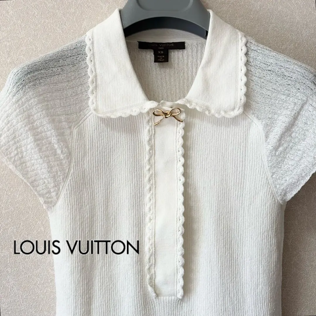 【LOUIS VUITTON】ルイヴィトン リボン付 半袖ニット