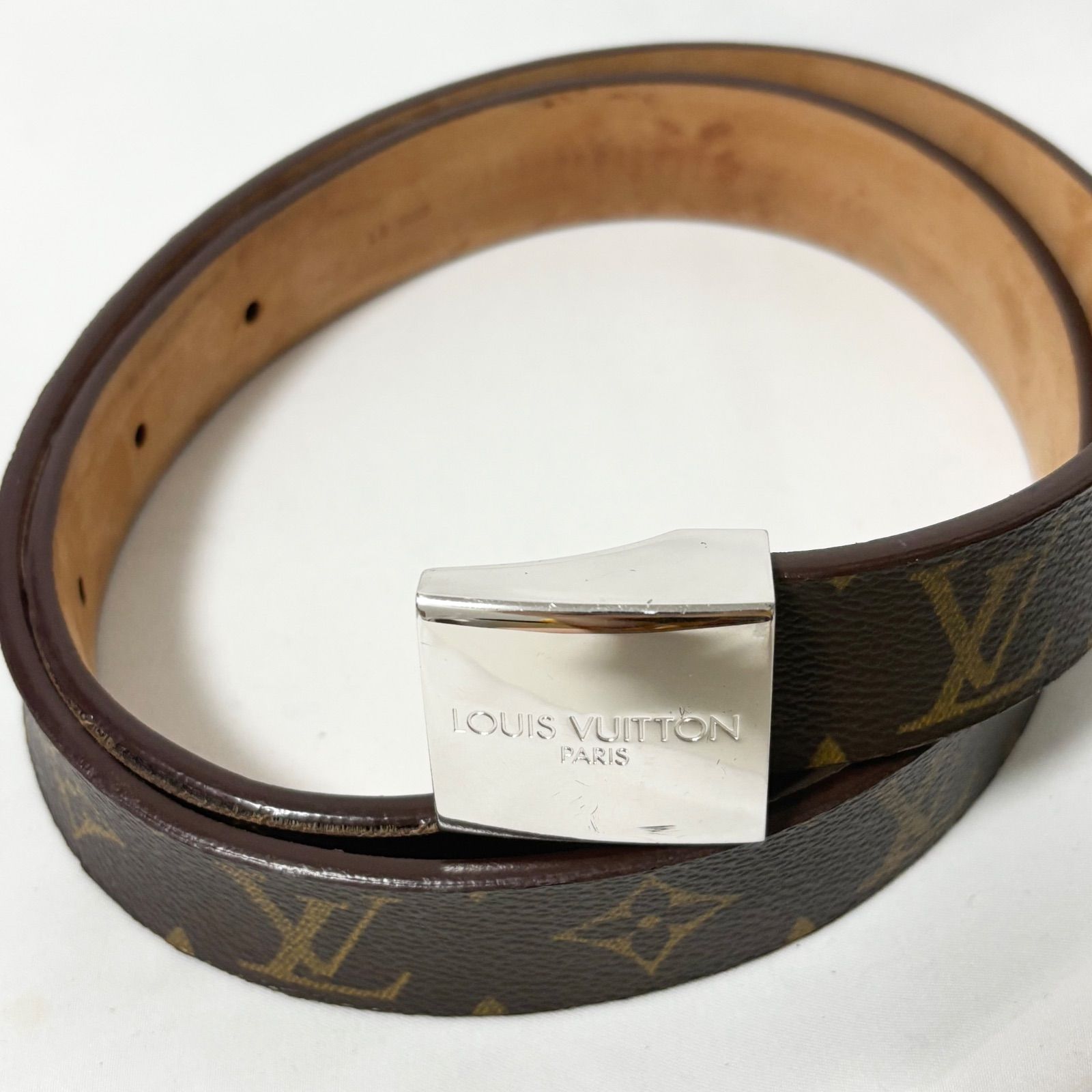 【送料無料】Louis Vuitton/ルイヴィトン/ベルト/モノグラム/ブラウン/中古品/サンチュール キャレ