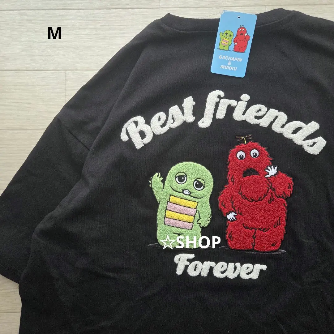 ガチャピンムック さがら刺繍 半袖tシャツ　M