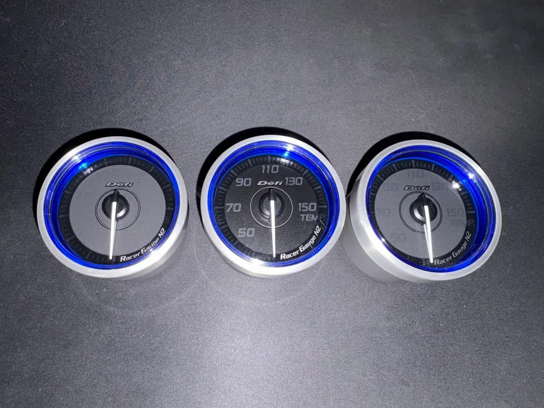 Defi RacerGauge N2 ブルー 温度計×2 圧力計×1　3点セット