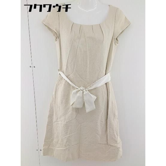 ◇ ◎ NATURAL BEAUTY BASIC バックジップ 半袖 膝丈 ワンピース サイズL ベージュ レディース  【中古】 【1112180004552】