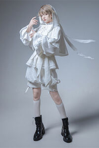 Vestidos Angelic Pretty Princess Chronicles Rabbit Hunting White Moonlight White Ouji Lolita Jacket Shorts Set SET