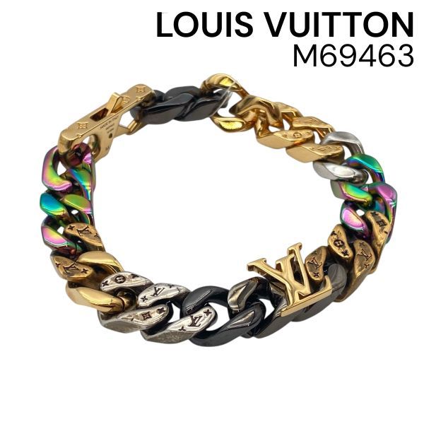 ● ルイヴィトン LOUIS VUITTON ブラスレ チェーンリンクス パッチーズ ミニ ブレスレット モノグラム M69463 メタル メンズ 5E084