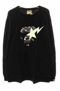 BAPE STA A BATHING APE FACE ON BAPESTA LS TEE BLACK XL T 26