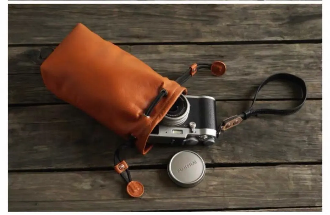 本革 カメラとレンズ収納袋 FUJIFILM X100など用