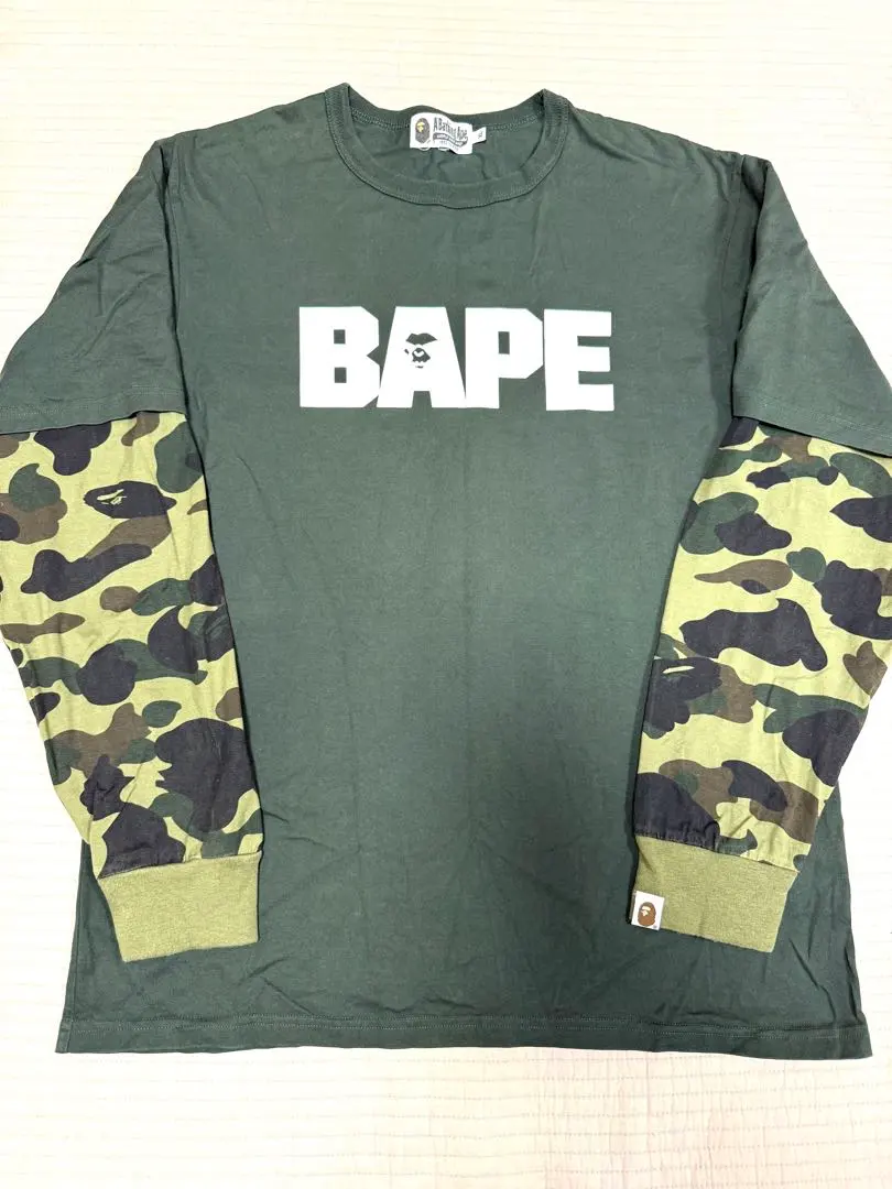 BAPE レイヤード　ロンT サイズXL カモフラ迷彩　ベイプスタ