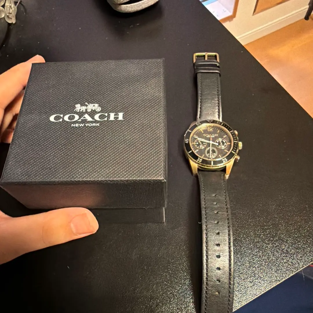 COACH メンズ 腕時計 クロノグラフ レザーベルト