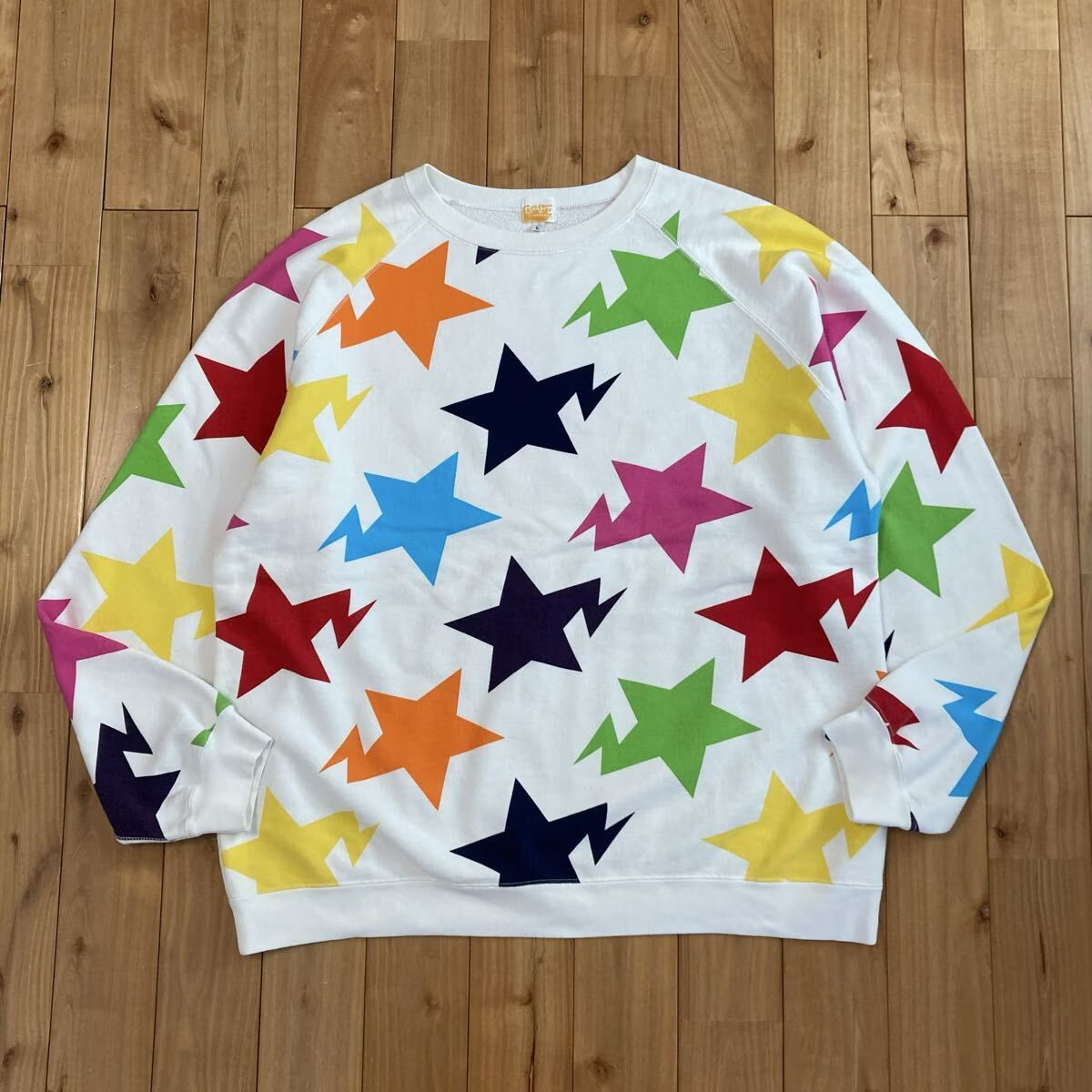 ★初期★ BAPE STA 長袖スウェット Lサイズ a bathing ape star BAPESTA multi color エイプ ベイプ アベイシングエイプ スター NIGO i3937