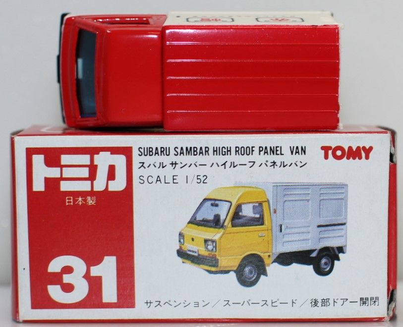USED トミカ 日本製 31 スバル サンバー ハイルーフ パネルバン 1/52 赤帽 240001032835