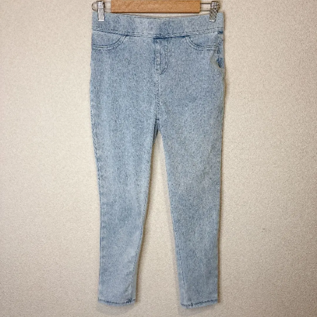 ノーブランド【XS】スキニーパンツ ケミカルウォッシュ デニム 青 綿 デイリ