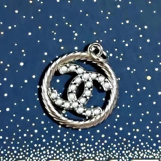 CHANEL ビンテージボタンチャーム シルバーパール22mm刻印