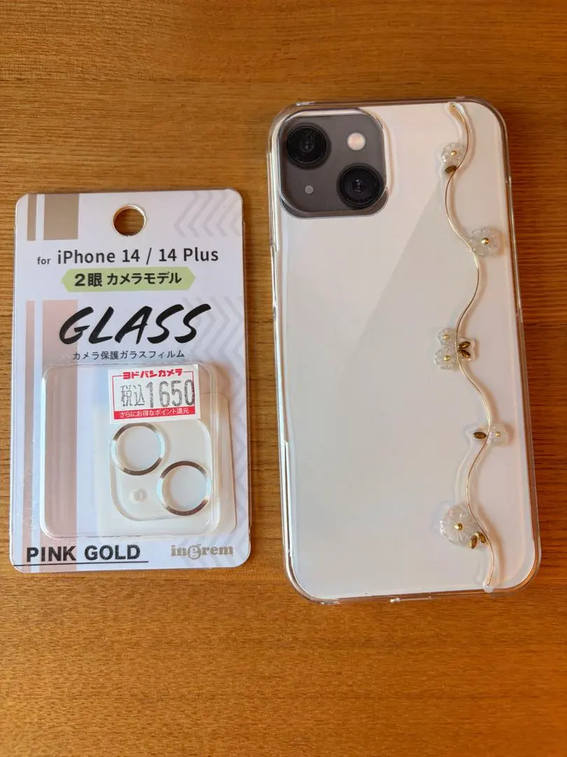 iPhone 14/14 Plus カメラ保護フィルム【新品】　中古ケースつき