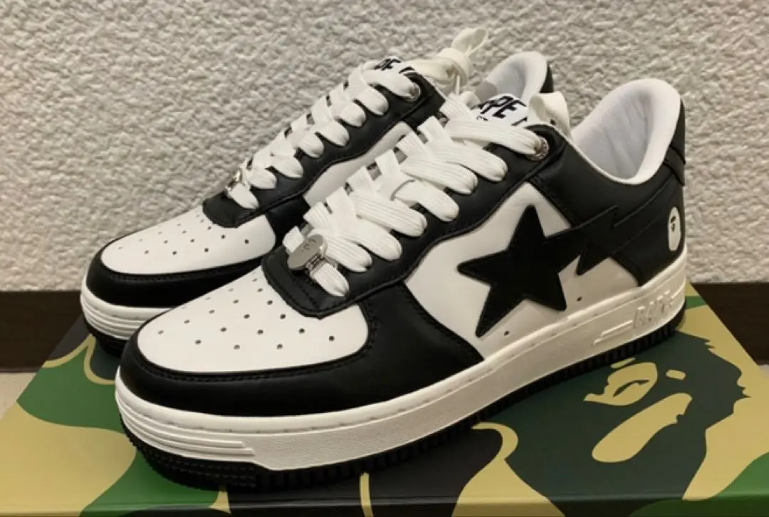 ★激レア★未使用★ APE bapesta ホワイト ブラック レザー 27cm