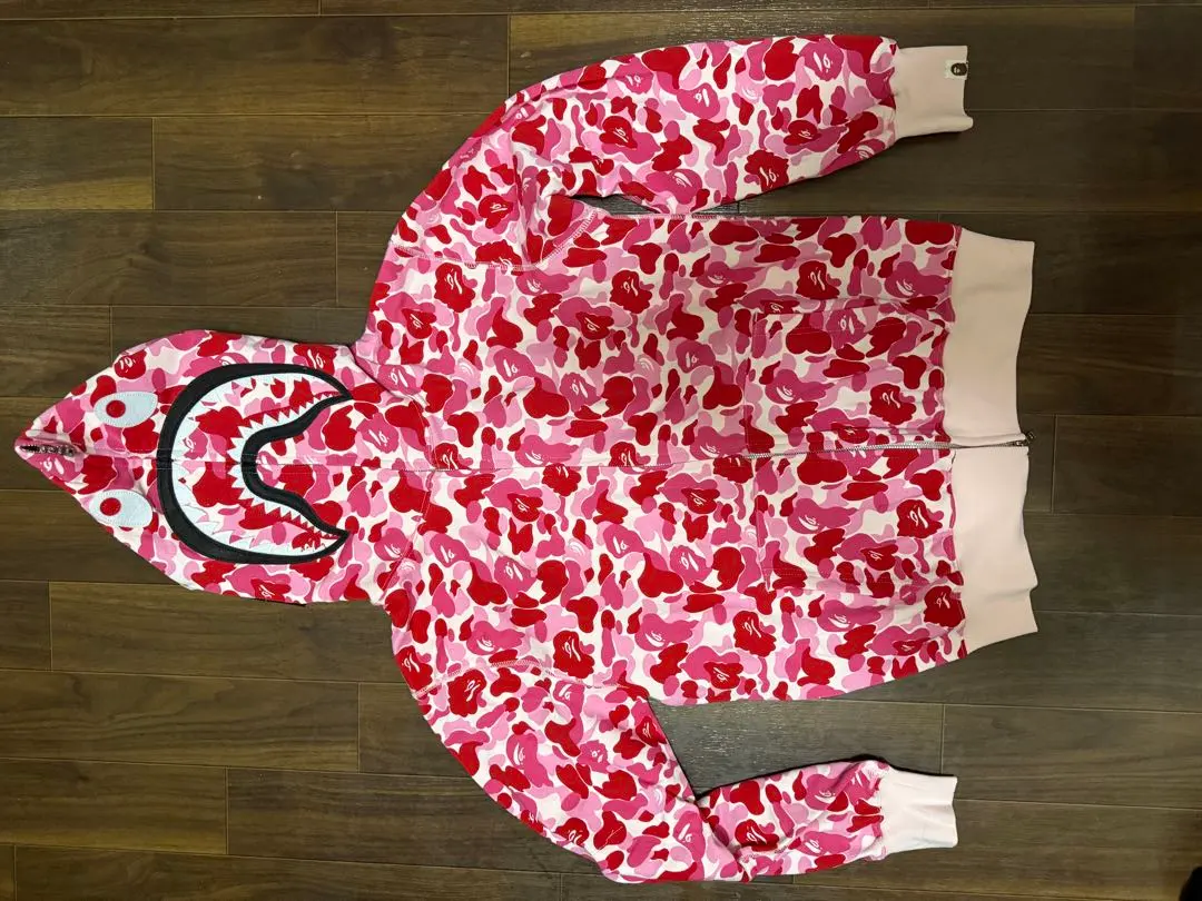 A BATHING APE シャークパーカー ピンクカモ サイズM
