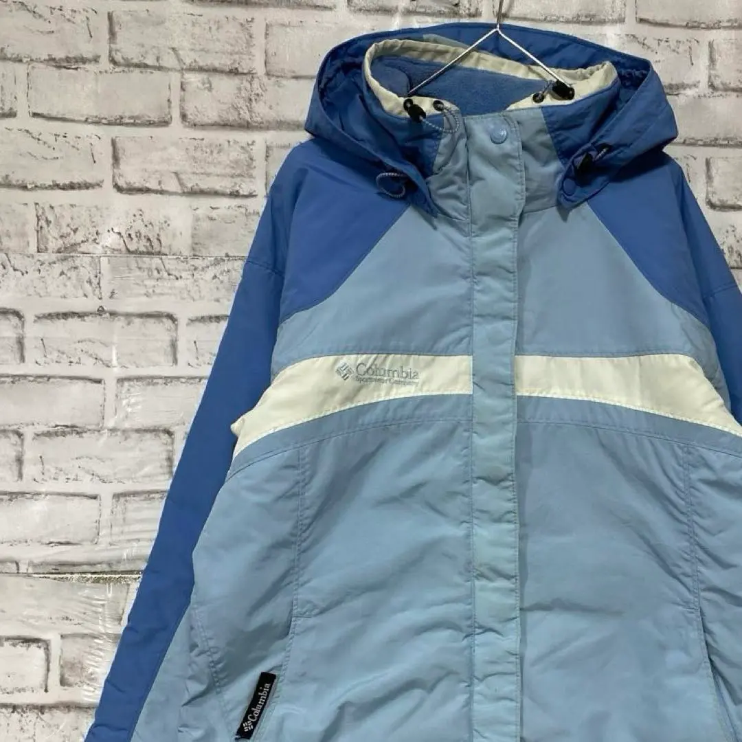 コロンビア　マウンテンパーカー中綿レディースブルーL ロゴ刺繍アウトドア0205